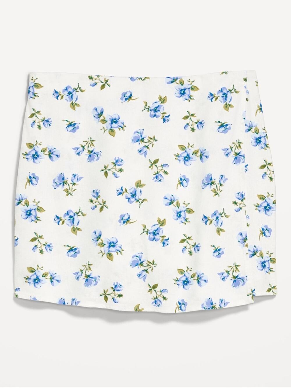 Old Navy Light Blue Floral High-Waisted Linen-Blend Mini Skort